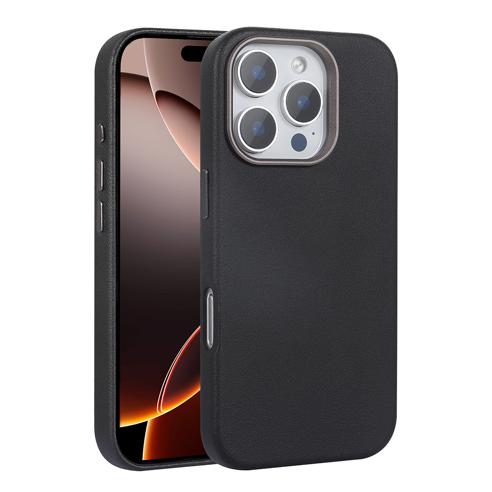 Apple iPhone 16 Pro Case M-safe Charging Function PU Leather Zore Adora Cover Black