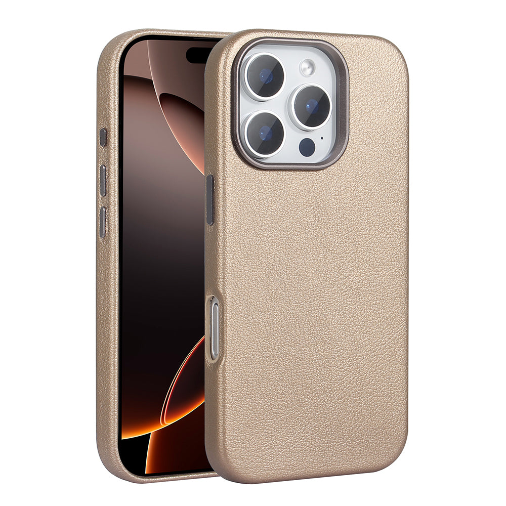 Apple iPhone 16 Pro Case M-safe Charging Function PU Leather Zore Adora Cover Desert Titanium