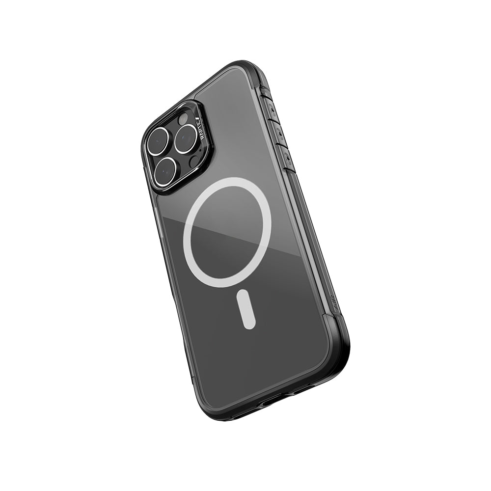 Apple iPhone 16 Pro Kılıf M-safe Şarj Özellikli Raptic Air Serisi Airbag Tasarımlı Metal Köşelikli Şeffaf Kapak Siyah