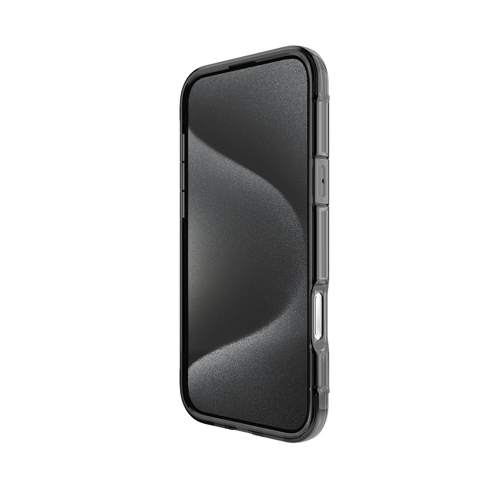 Apple iPhone 16 Pro Kılıf M-safe Şarj Özellikli Raptic Air Serisi Airbag Tasarımlı Metal Köşelikli Şeffaf Kapak Siyah