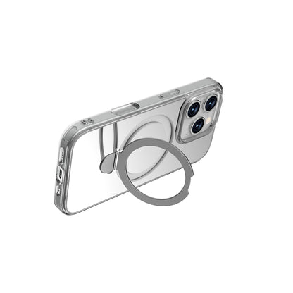 Apple iPhone 16 Pro Kılıf M-safe Şarj Özellikli Raptic Air Stand Serisi Aynalı Arka Yüzey Standlı Kapak Gri