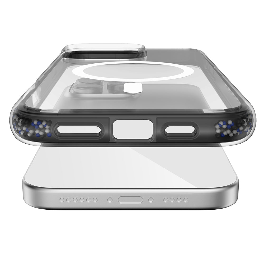 Apple iPhone 16 Pro Kılıf M-safe Şarj Özellikli Raptic AirJoy Serisi Boncuk Tasarımlı Şeffaf Kapak Turuncu