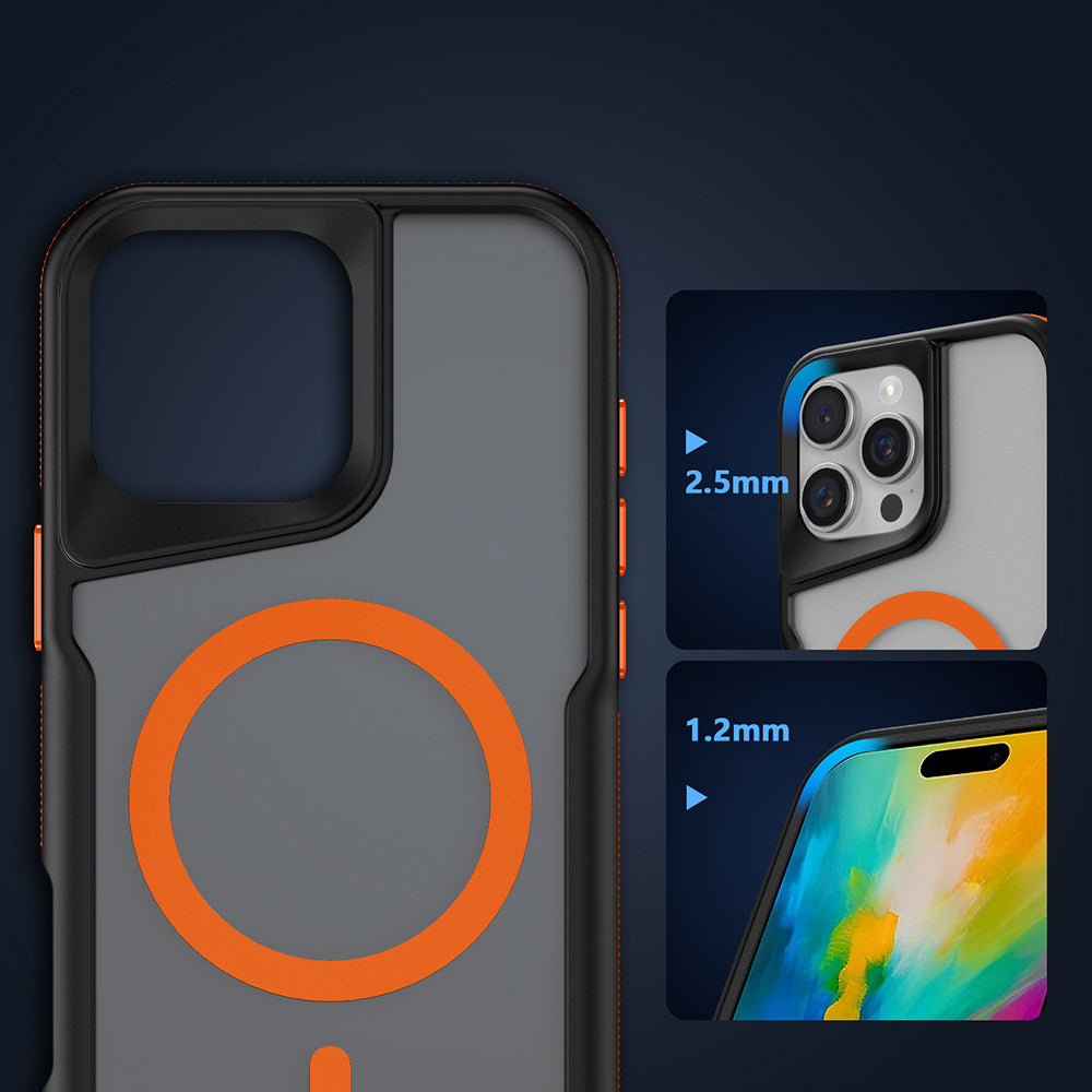 Apple iPhone 16 Pro Case M-safe Charging Feature Colorful Edge Airbag Strip Zore Lamer Cover Gray