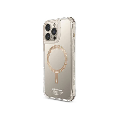 Apple iPhone 16 Pro Kılıf M-safe Şarj Özellikli Şeffaf Airbag Tasarımlı Skinarma Saido Prime Kapak Gold