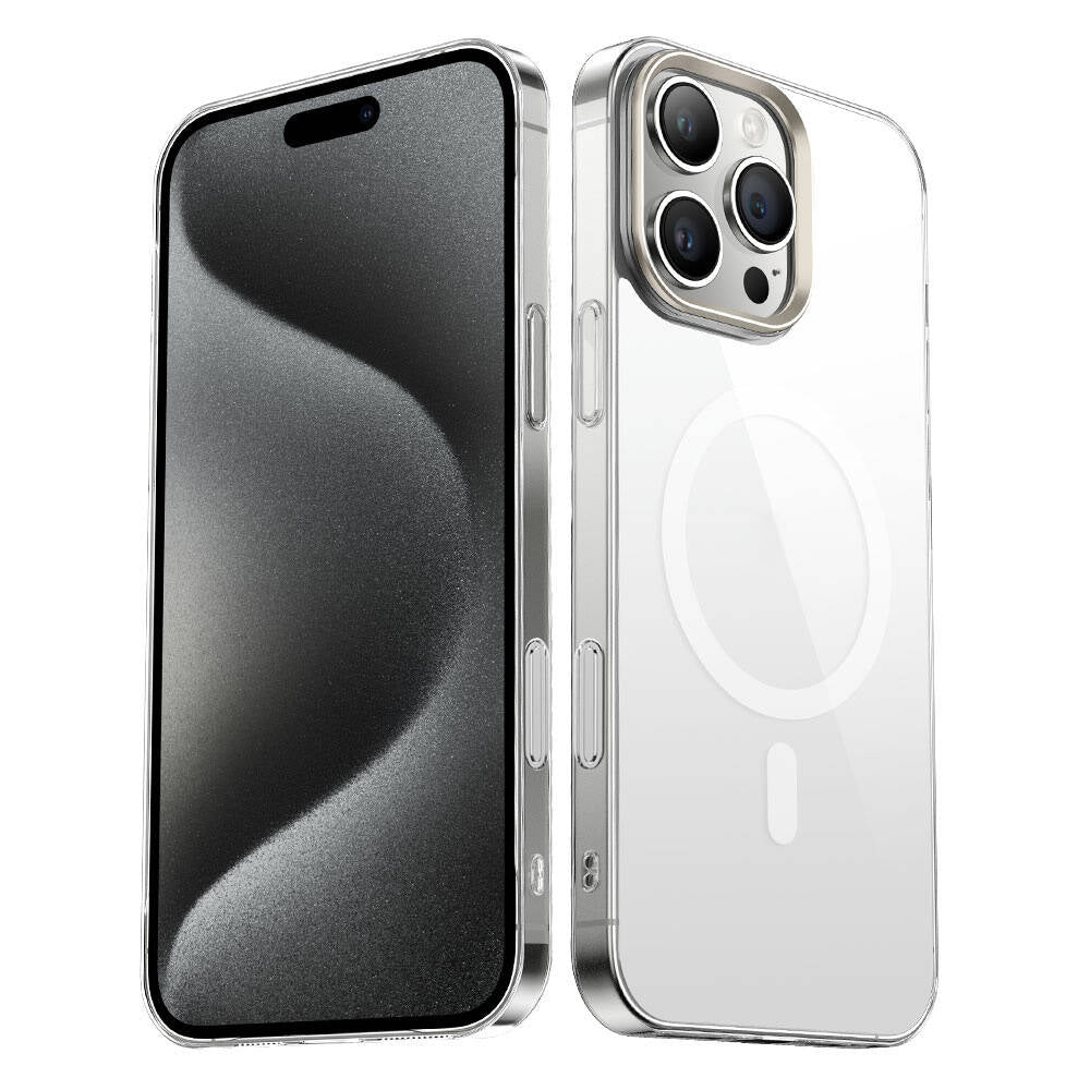 Apple iPhone 16 Pro Case M-safe Charging Feature Transparent Glass Back Surface Zore G-Glass Cover Transparent 