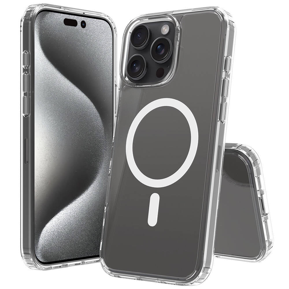 Apple iPhone 16 Pro Case M-safe Charging Transparent Hard PC Zore Embos Cover Transparent 