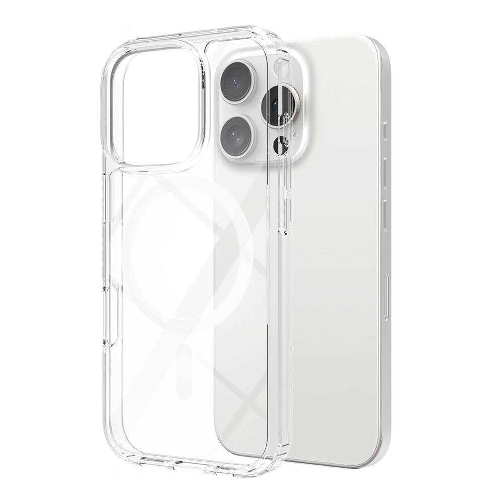 Apple iPhone 16 Pro Case M-safe Charging Transparent Hard PC Zore Embos Cover Transparent 