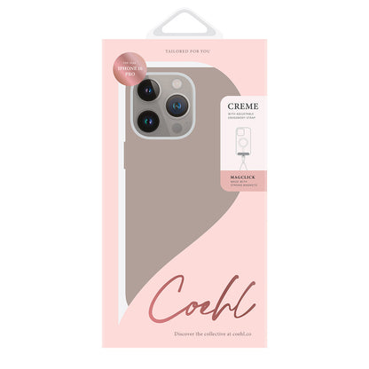 Apple iPhone 16 Pro Kılıf M-safe Şarj Özellikli Soft Arka Yüzey Askı İpli Coehl Creme Kapak Pembe