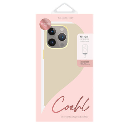 Apple iPhone 16 Pro Kılıf M-safe Şarj Özellikli Soft Arka Yüzey Askı İpli Coehl Muse Kapak Kum Pembe