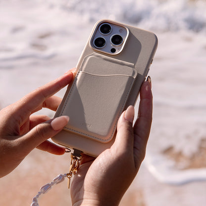 Apple iPhone 16 Pro Kılıf M-safe Şarj Özellikli Soft Arka Yüzey Askı İpli Coehl Muse Kapak Kum Pembe