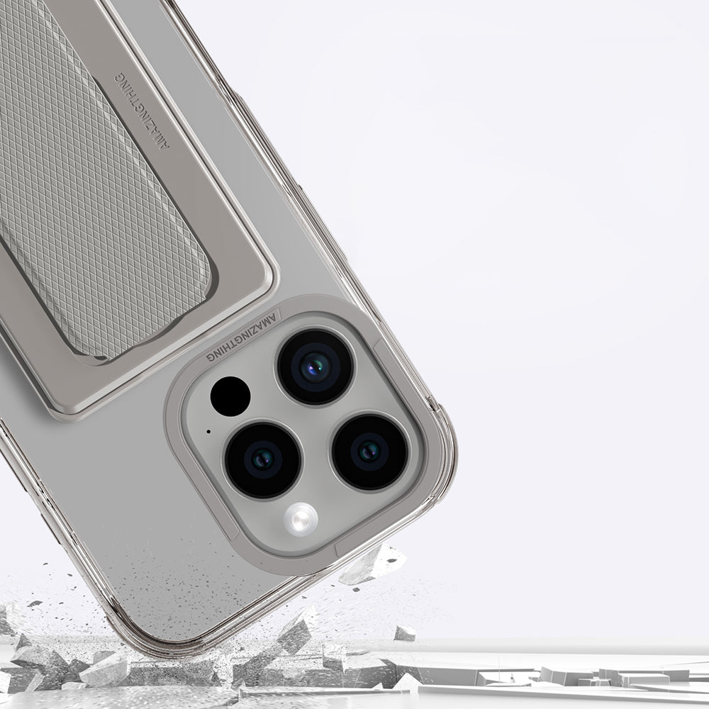 Apple iPhone 16 Pro Kılıf M-safe Şarj Özellikli Standlı Set Amazingthing Omni Adventure Serisi Kapak Gri