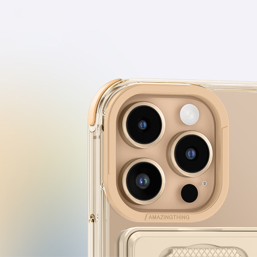 Apple iPhone 16 Pro Kılıf M-safe Şarj Özellikli Standlı Set Amazingthing Omni Adventure Serisi Kapak Rose Gold