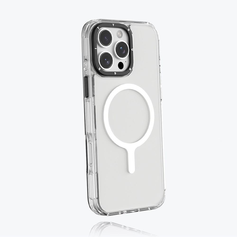 Apple iPhone 16 Pro Kılıf M-safe Şarj Özellikli YoungKit Crystal Color Serisi Kapak Gri