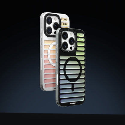 Apple iPhone 16 Pro Kılıf M-safe Şarj Özellikli Youngkit Geek Serisi Kapak Beyaz