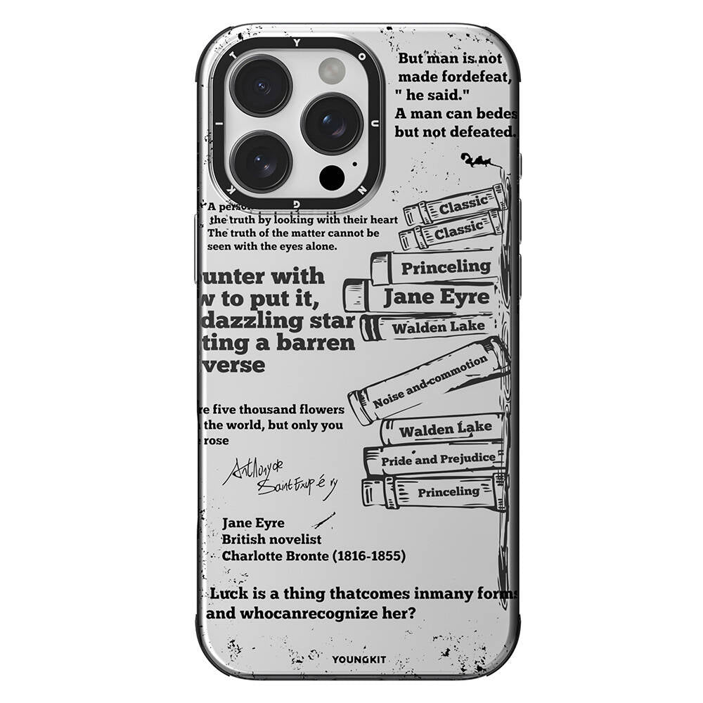 Apple iPhone 16 Pro Kılıf M-safe Şarj Özellikli Youngkit Literary Serisi Classic Kapak Gri