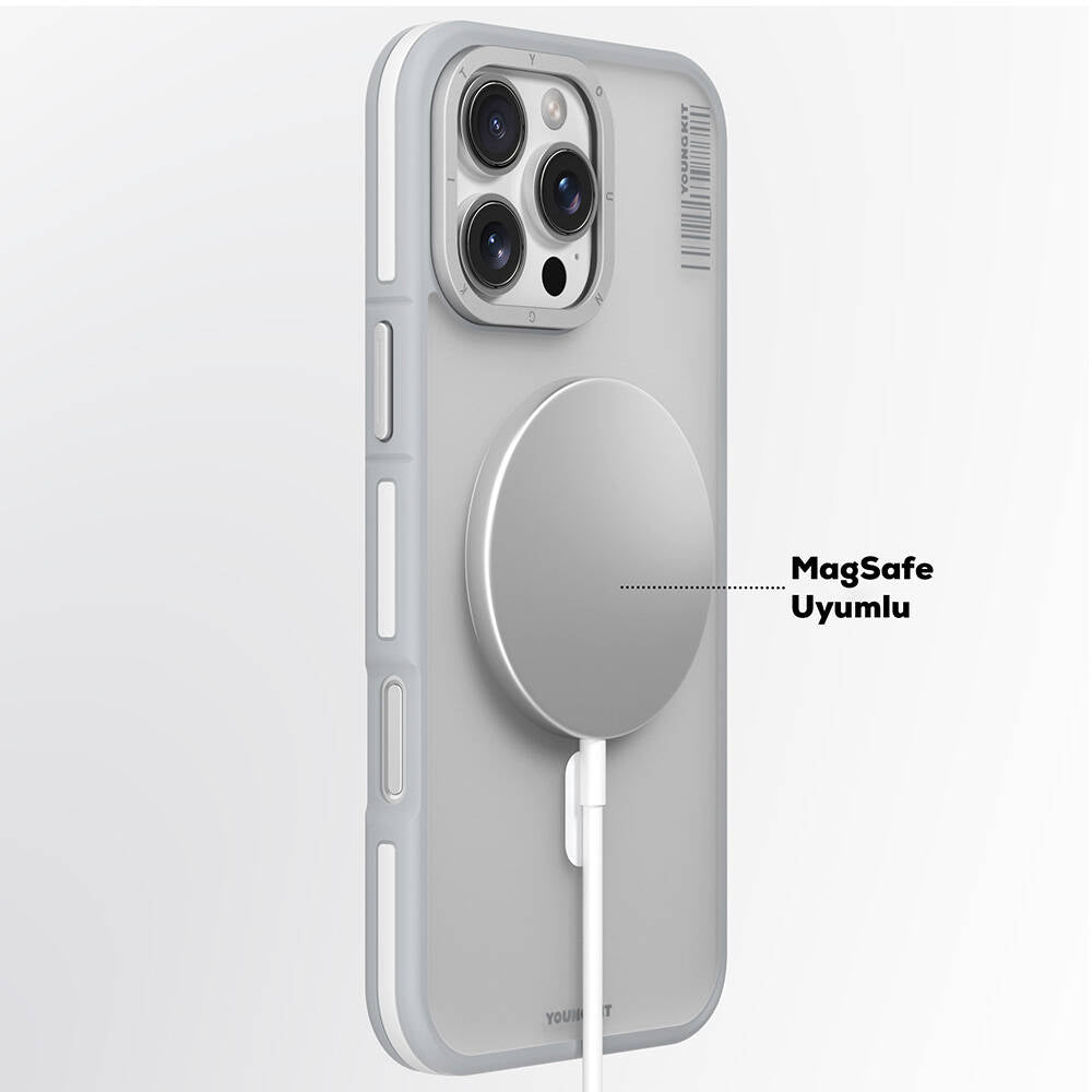 Apple iPhone 16 Pro Kılıf M-safe Şarj Özellikli Youngkit Rock Sand Serisi Kapak Gold