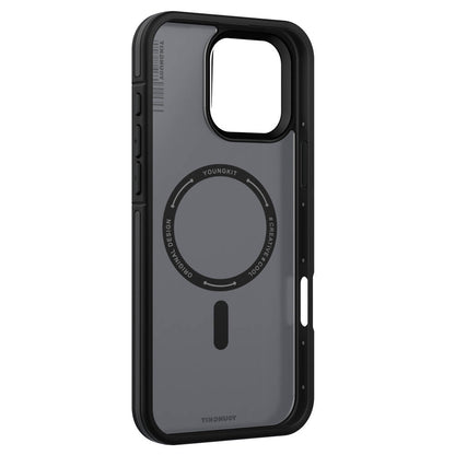 Apple iPhone 16 Pro Kılıf M-safe Şarj Özellikli Youngkit Rock Sand Serisi Kapak Siyah