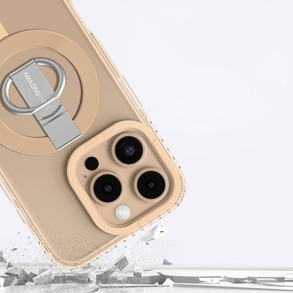Apple iPhone 16 Pro Kılıf M-safe Şarj Özellikli Yüzük Standlı Amazingthing Titan Pro Serisi Kapak Rose Gold