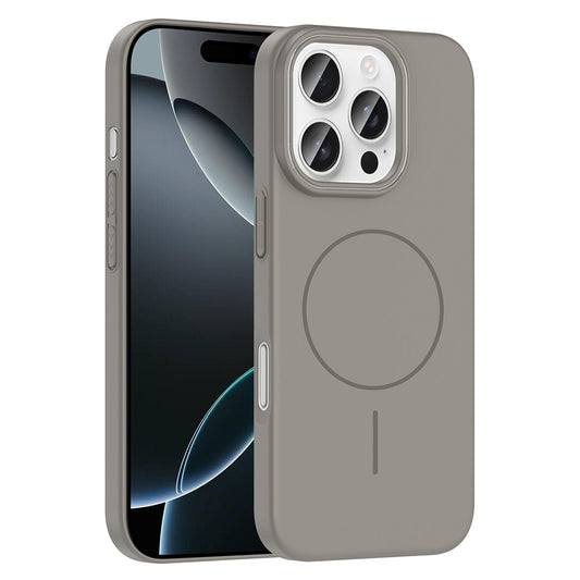 Apple iPhone 16 Pro Case Zore Ruby Hard Cover Gray with M-safe Charging Feature 