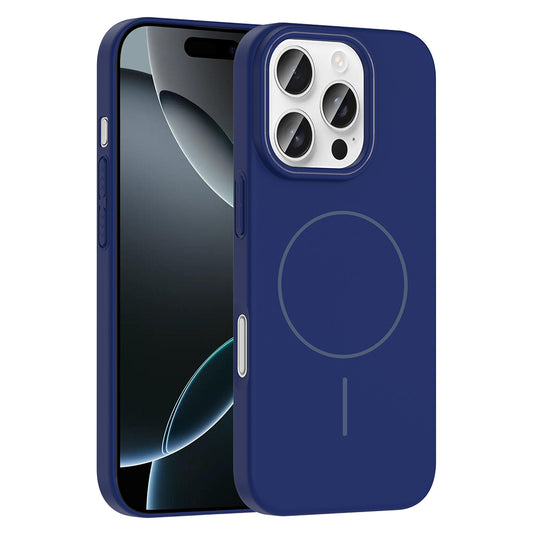 Apple iPhone 16 Pro Case Zore Ruby Hard Cover Navy Blue with M-Safe Charging Feature 