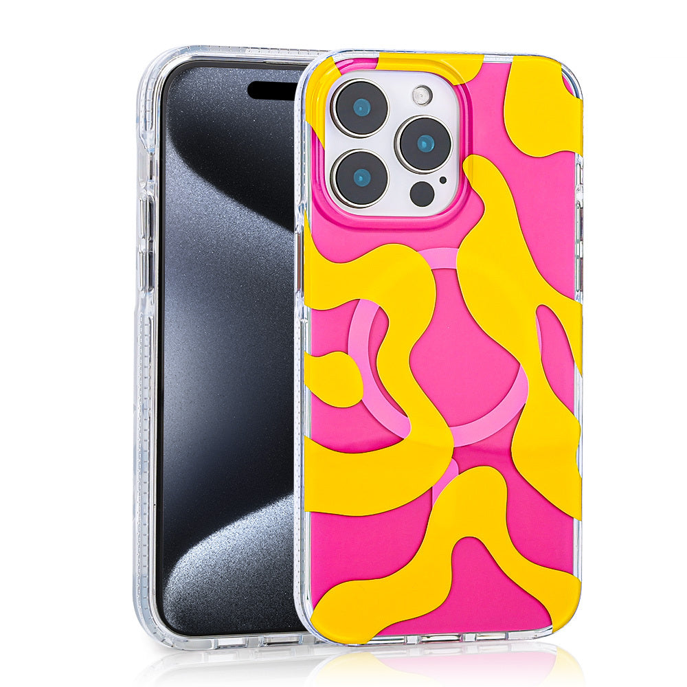 Apple iPhone 16 Pro Case Zore Stilo Cover Yellow with M-safe Charging Feature 