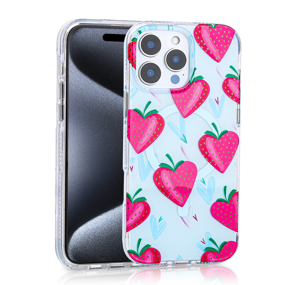 Apple iPhone 16 Pro Case Zore Stilo Cover with M-safe Charging Feature Pink-Blue 