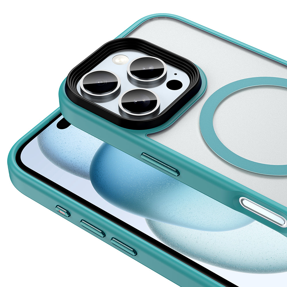 Apple iPhone 16 Pro Case Matte Back Surface Wireless Charging Feature Zore Flet M-safe Cover Desert Titanium