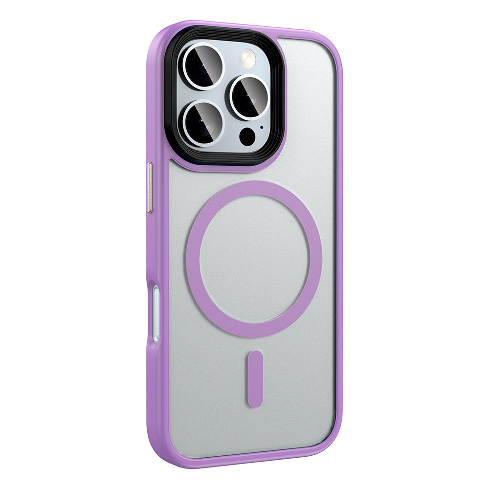 Apple iPhone 16 Pro Case Matte Back Surface Wireless Charging Feature Zore Flet M-safe Cover Rose Brown