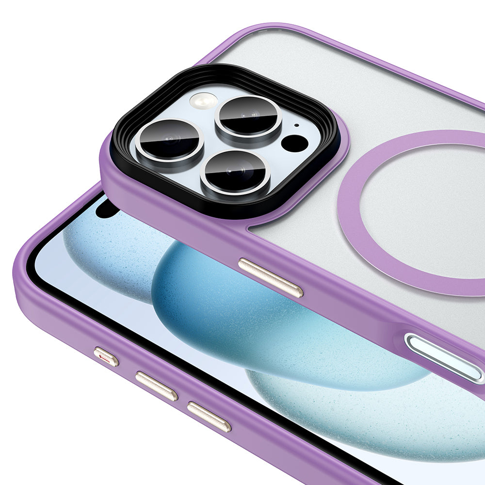 Apple iPhone 16 Pro Case Matte Back Surface Wireless Charging Feature Zore Flet M-safe Cover Pink