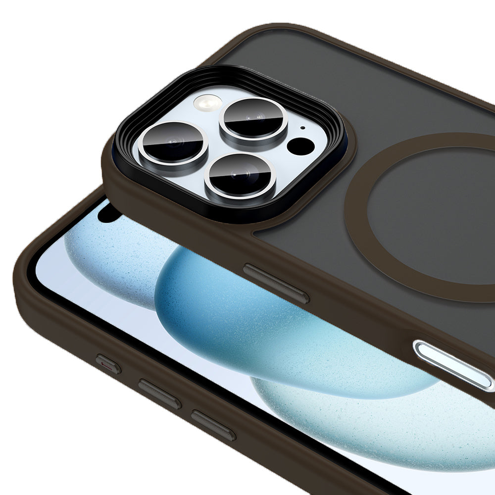 Apple iPhone 16 Pro Case Matte Back Surface Wireless Charging Feature Zore Flet M-safe Cover Black