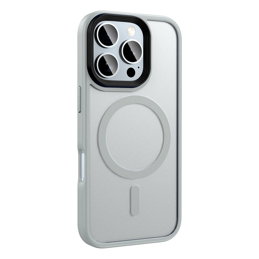 Apple iPhone 16 Pro Case Matte Back Surface Wireless Charging Feature Zore Flet M-safe Cover Titanium-Gray