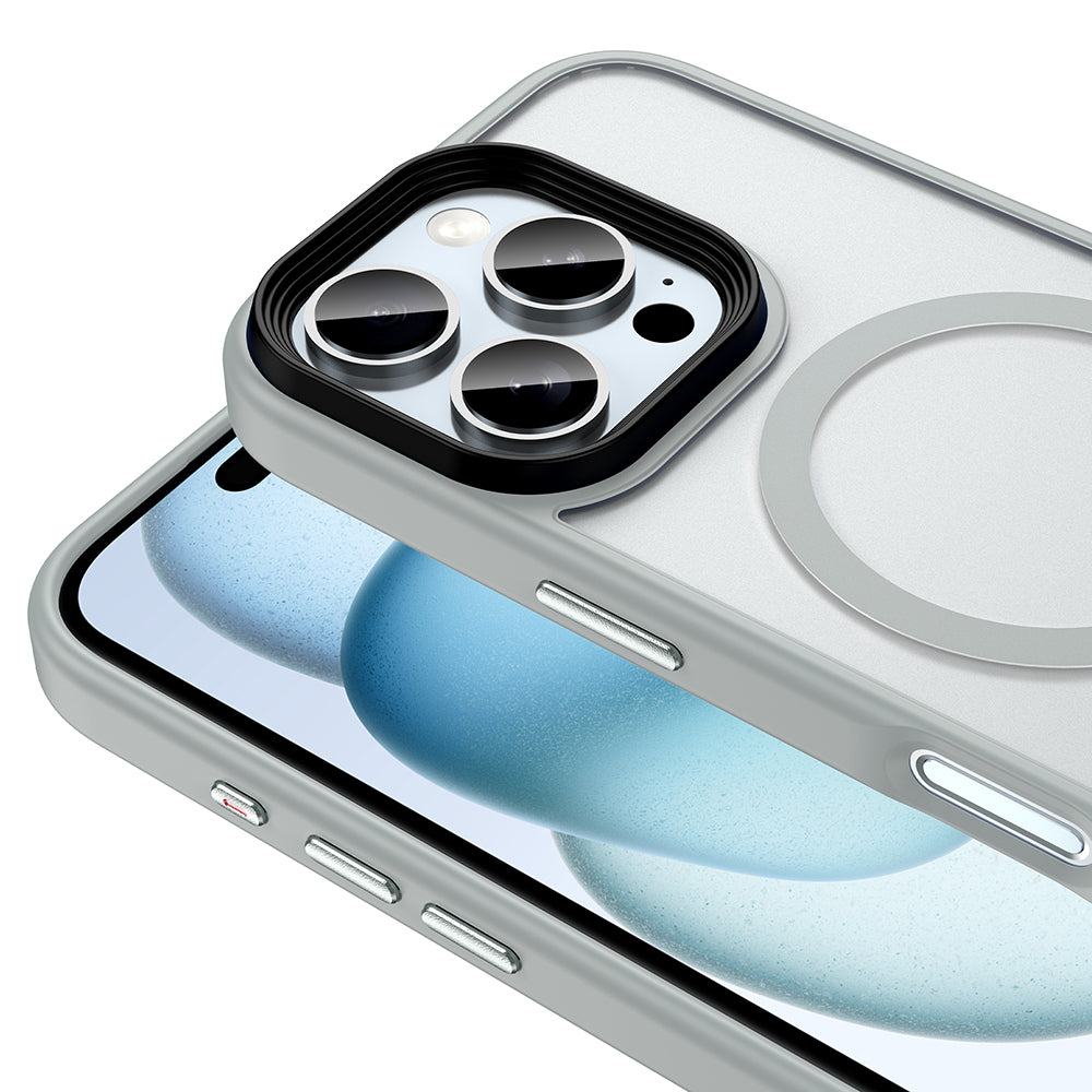 Apple iPhone 16 Pro Case Matte Back Surface Wireless Charging Feature Zore Flet M-safe Cover Desert Titanium