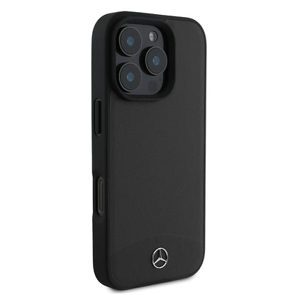 Apple iPhone 16 Pro Kılıf Mercedes Benz Orjinal Lisanslı M-safe Şarj Özellikli Dokulu ve Düz Deri Kapak Bej