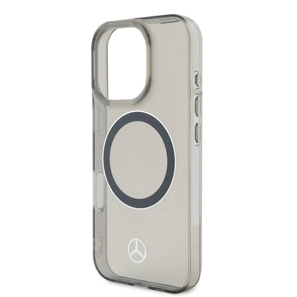 Apple iPhone 16 Pro Kılıf Mercedes Benz Orjinal Lisanslı M-safe Şarj Özellikli Saydam Yüzey Silver Ring Kapak Siyah
