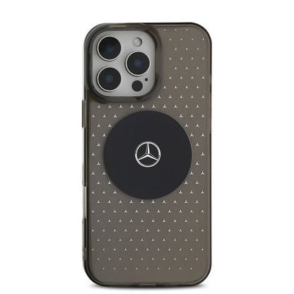 Apple iPhone 16 Pro Kılıf Mercedes Benz Orjinal Lisanslı M-safe Şarj Özellikli Yıldız Desenli Transparan Kapak Siyah