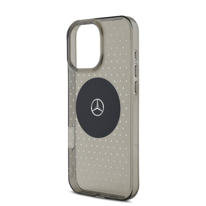 Apple iPhone 16 Pro Kılıf Mercedes Benz Orjinal Lisanslı M-safe Şarj Özellikli Yıldız Desenli Transparan Kapak Siyah