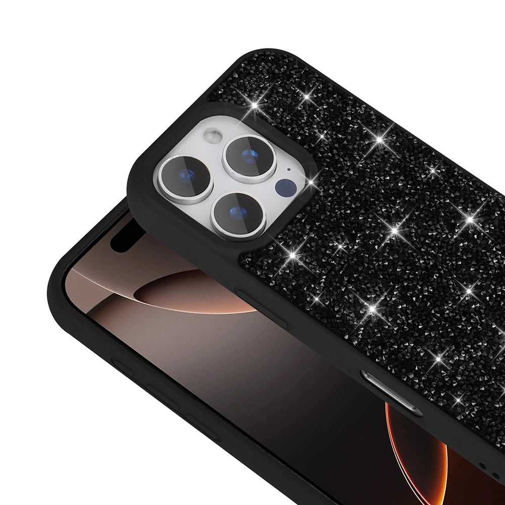 Apple iPhone 16 Pro Case Shiny Stone Design Zore Diamond Cover Black