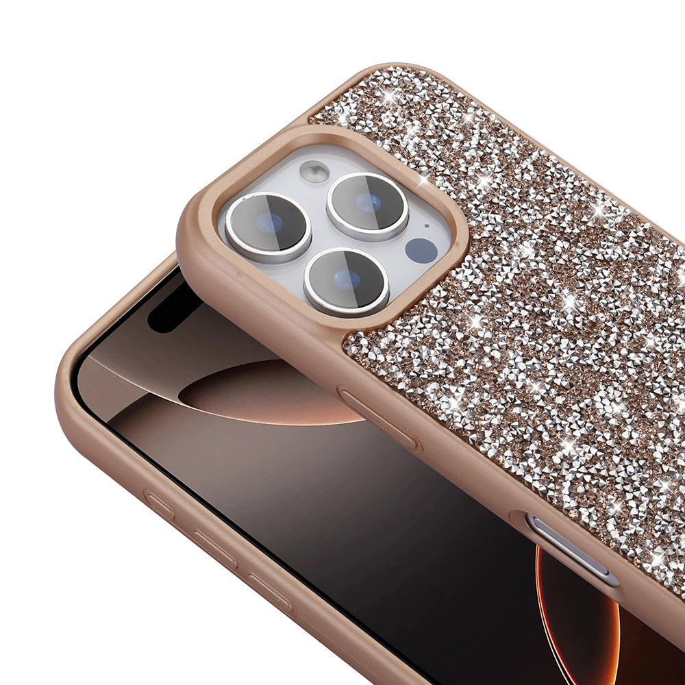 Apple iPhone 16 Pro Case Shiny Stone Design Zore Diamond Cover Pink