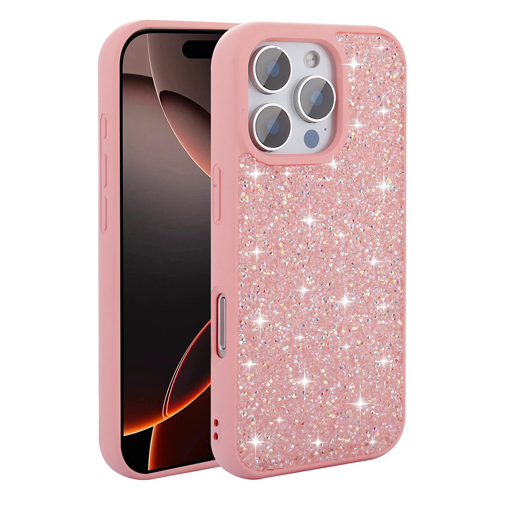 Apple iPhone 16 Pro Case Shiny Stone Design Zore Diamond Cover Black