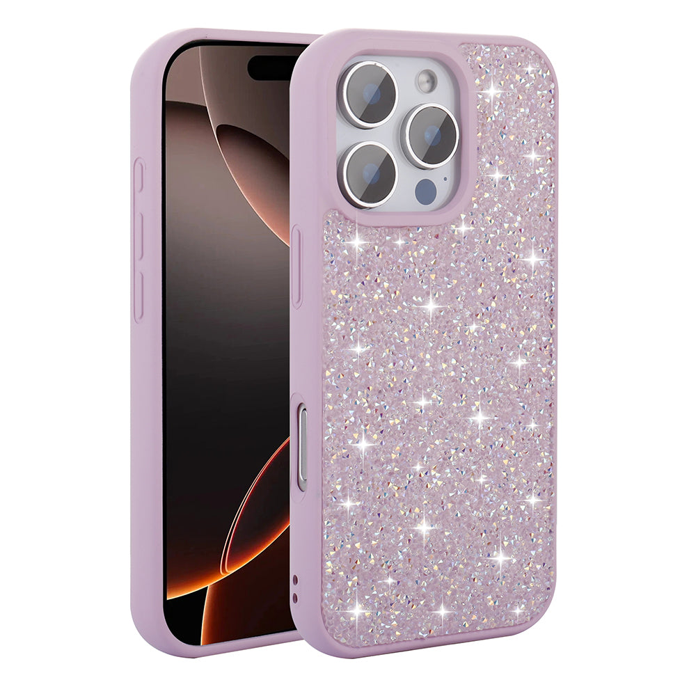 Apple iPhone 16 Pro Case Shiny Stone Design Zore Diamond Cover White