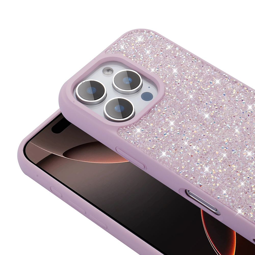 Apple iPhone 16 Pro Case Shiny Stone Design Zore Diamond Cover Lilac