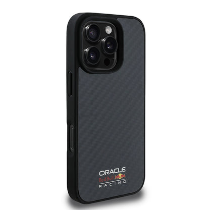 Apple iPhone 16 Pro Kılıf Redbull Orjinal Lisanslı M-safe Şarj Özellikli Karbon Fiber Tasarımlı Parlayan Logolu Kapak Siyah