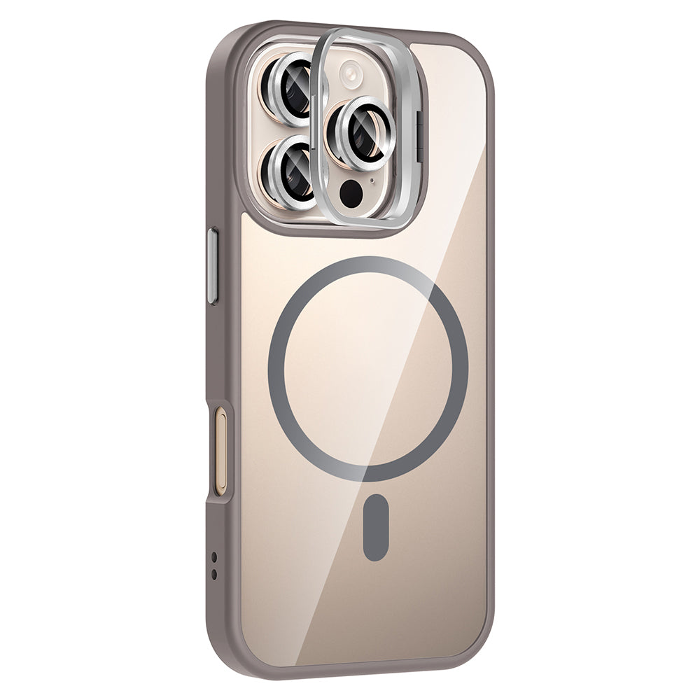 Apple iPhone 16 Pro Case with Stand and Camera Lens Gift, M-Safe Charging Feature, Zore Etro Cover Black 