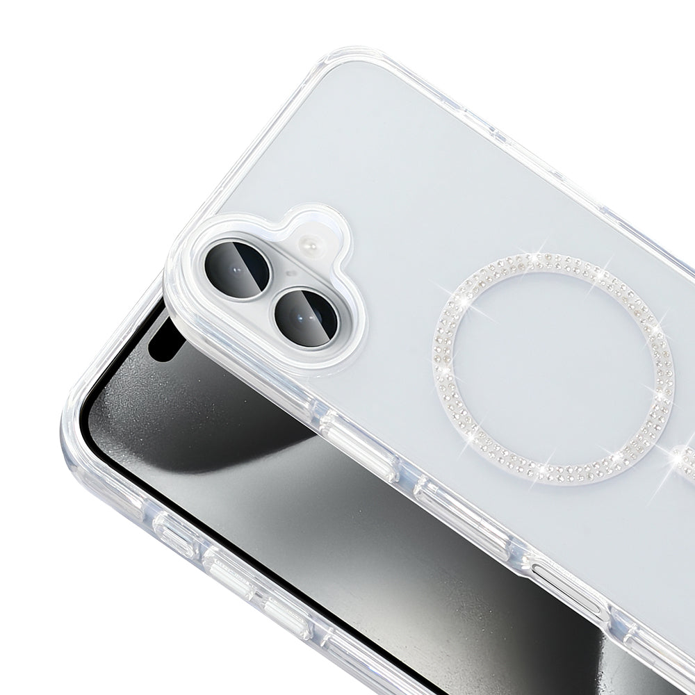 Apple iPhone 16 Pro Case Stone Design M-safe Charging Feature Zore Koment Silicone Cover Silver 