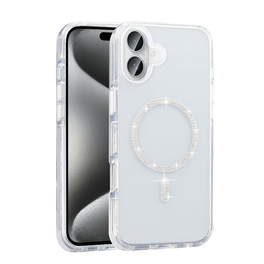 Apple iPhone 16 Pro Case Stone Design M-safe Charging Feature Zore Koment Silicone Cover Silver 