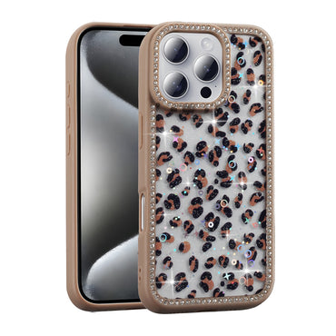 Apple iPhone 16 Pro Case Stone and Glitter Design Zore Azra Cover Gold