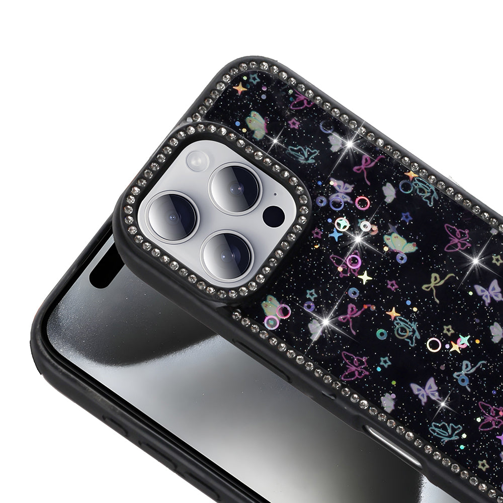 Apple iPhone 16 Pro Case Stone and Glitter Design Zore Azra Cover Black 