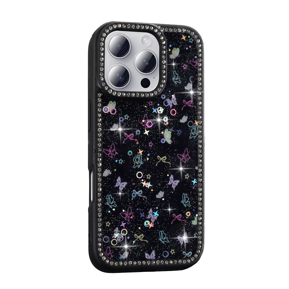 Apple iPhone 16 Pro Case Stone and Glitter Design Zore Azra Cover Pink