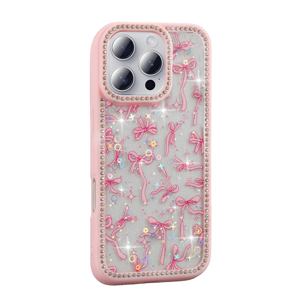 Apple iPhone 16 Pro Case Stone and Glitter Design Zore Azra Cover Gold