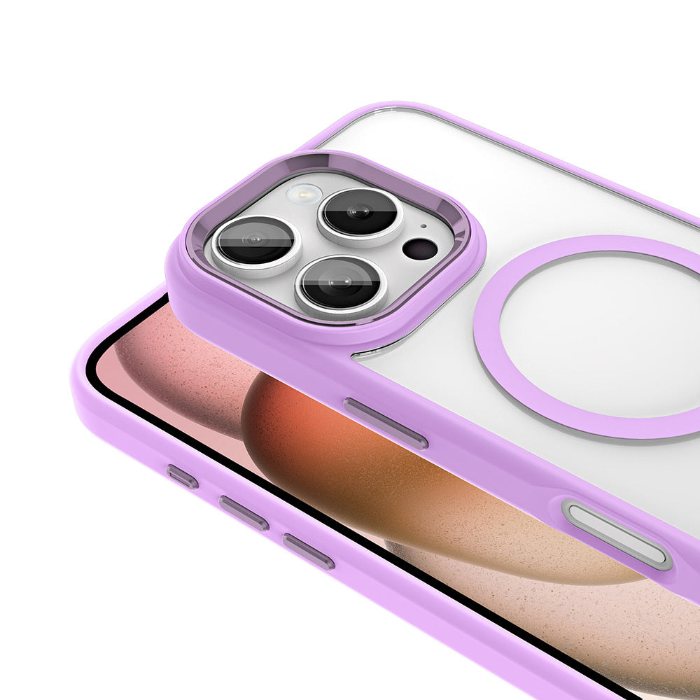 Apple iPhone 16 Pro Case Wireless Charging Zore Chrome M-safe Silicone Cover Pink